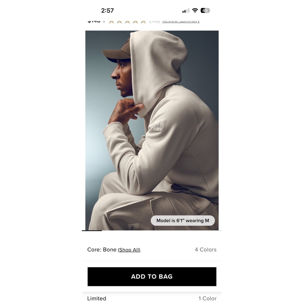 Alo Waffle Lounge Hoodie Bone Large